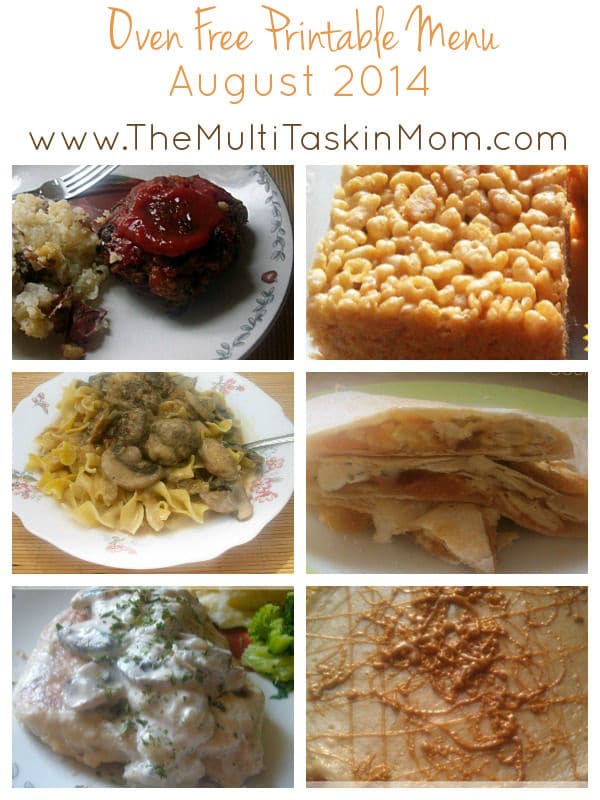 Free Printable Monthly Menu from TheMultiTaskinMom.com