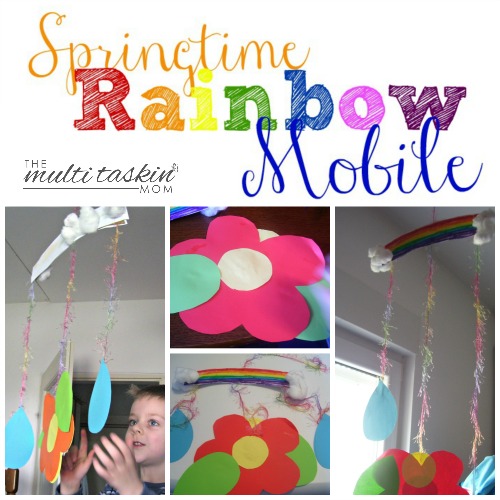 Make this fun and colorful Springtime Rainbow Mobile with your preschooler today!