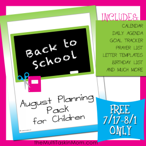 August Children Planning Pack free for limited time