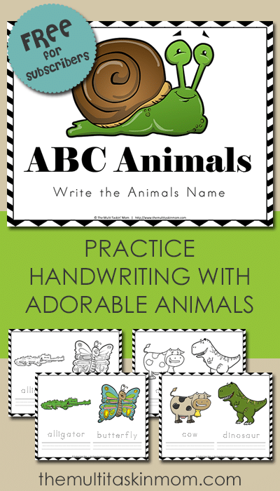 ABC Animals Name the Animal and Practice Handwriting